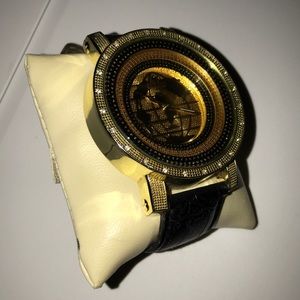 Ice King Water Resistant Blinged Out Globe Watch